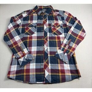 BKE Mens Plaid Logo Buttons Standard Fit Shirt Large (c2)